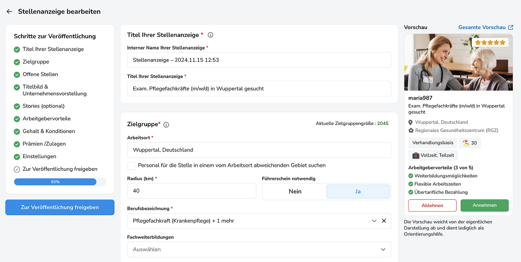 Beworbene Stellenanzeigen